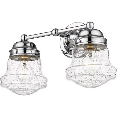 Vaughn 2-Light Matte Black Vanity Light with Opal Glass Shades - Dimmable, Damp Rated