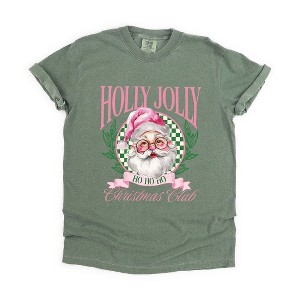 Simply Sage Market Women's Holly Jolly Santa Pink Short Sleeve Garment Dyed Tee - 1 of 4