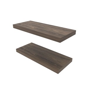 SEVOBAL Utility Storage Shelves Floating Shelf Set of Two Space Saving Modern Design for Living Room, Walnut, 9.8"*31.5"*1.5" - 1 of 4