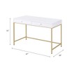 Writing Desk with 2 Storage Drawers, Gold Metal Base, and Crystal Knob - 2 of 4
