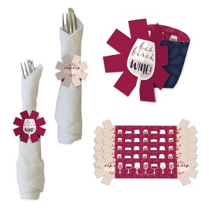 Big Dot of Happiness But First, Wine - Wine Tasting Party Paper Napkin Holder - Napkin Rings - Set of 24 - 1 of 4