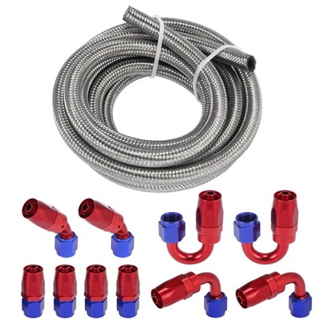 3/8 Hose 3ft. Stainless Steel Braided Fuel Line Kit 1526 New wpith Clamps  AN6 