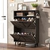 Shoe Cabinet, Barn Door Design Shoe Organizer with 2 Tier Flip Drawers & Open Storage Shelf, Free Standing Shoe Rack Cabinet for Entryway, Hallway - 4 of 4