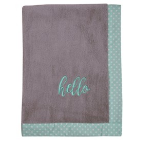 Bacati - Love Aztec Grey/Mint Grey Hello Embroidered Blanket - 1 of 4