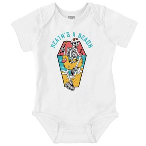 Funny Death's a Beach Skeleton Baby Romper Boys or Girls Brisco Brands - 1 of 4