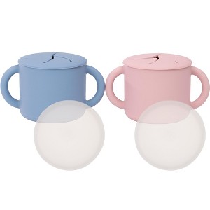 WeeSprout Snack Containers, Food Grade Silicone Cups, Spill-Proof Tops for Toddlers & Babies, Set of 2 Snack Catchers - 1 of 4