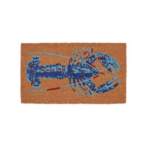 HomeRoots 16" X 30" Blue Brown And Red Lobster Indoor Coir Door Mat - 1 of 4