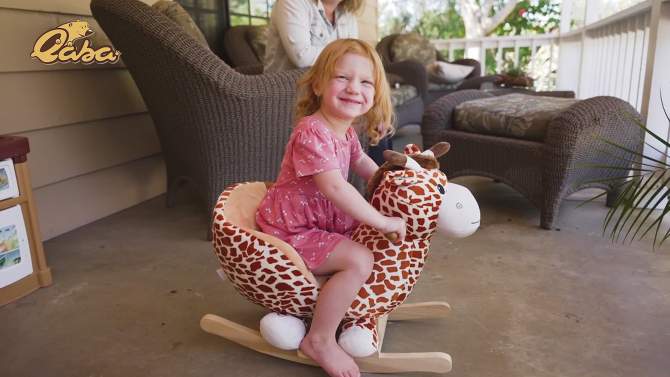 Qaba Kids Plush Rocking Horse Giraffe Style Themed Ride-On Chair Toy With Sound Brown, 2 of 10, play video