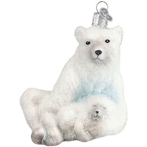 Old World Christmas Glass Blown Ornament For Christmas Tree, Polar Bear With Cub - 1 of 1