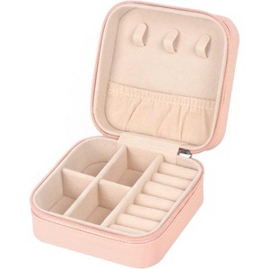 PU Leather Travel Jewelry Case - Mini Portable Organizer for Earrings, Necklaces & Rings - 1 of 4