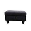 DOMETOUR Linen Living Room Ottoman - Stylish Upholstered Footstool for Modern Spaces Black Gray - 2 of 4
