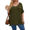 DOMETOUR Women's Casual Short Sleeve Loose Tunic Top Lightweight Knit Spring Pullover Sweater Shir - 2 of 4