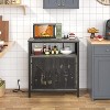 Aheaplus Freestanding Wine Bar Cabinet with Power Outlet and LED Light, Wine Rack Table with Glass Holder - 2 of 4