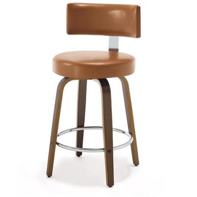 Bekrvio 26'' Counter Height Swivel Bar Stools, Faux Leather Upholstered
