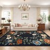 2'*6' Rugs Non-Slip ¨C Floral Print Area Rug Soft Low Pile Carpet | Machine Washable Black Throw Rug with TPR Backing - 2 of 4