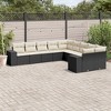 vidaXL Garden Sofa Set Black with cream white cushions - 2 of 4
