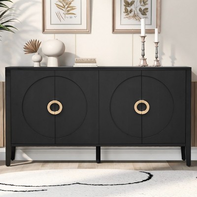 Wood sideboard buffet cabinet,Entrance Way Carved Storage Cabinet  With 4 Doors,Decorative Storage Cabinet-Maison Boucle