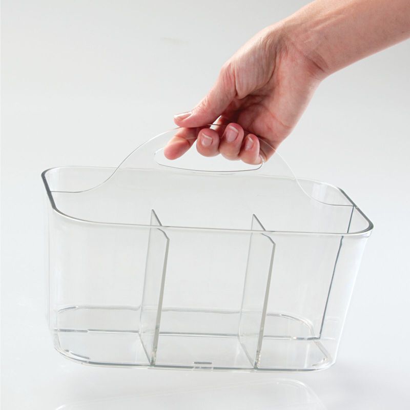 mDesign Small Plastic Divided Cosmetic Storage Organizer Caddy Tote Bin - Clear, 4 of 9
