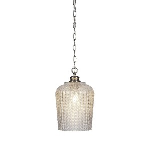 Toltec Lighting Cordova 1 - Light Pendant in  Brushed Nickel with 9" Clear Textured Shade - 1 of 1