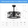 20 Inch Caged Ceiling Fan with Lights, 3 Speed Metal Ceiling Fan Light with E12 Socket, Adjustable Low Noise Fan Lights for Bedroom Living Room - 4 of 4