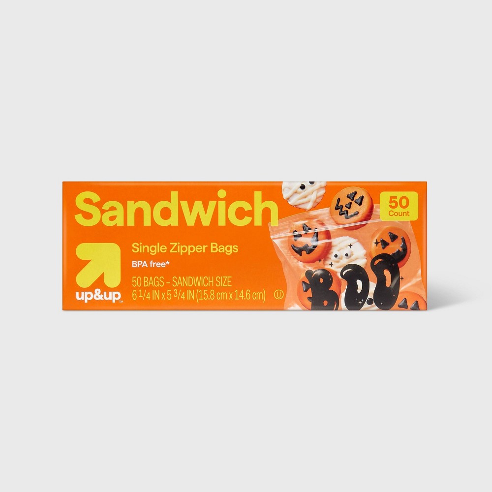 Halloween Sandwich Storage Bags - Boo - 50ct - up&up™