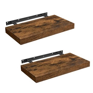 VASAGLE Set of 2 Floating Wall Shelves - Rustic Brown - Display Shelves for Picture Frames - Living Room, Kitchen - 1 of 4