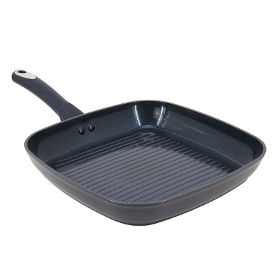 Oster Hawke 11 Inch Square Ceramic Nonstick Aluminum Grill Pan in Dark Blue