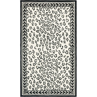 Chelsea White and Black Hand-Hooked Wool Area Rug