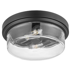 Prominence Home Madalyn 13 Inch Flush Mount Ceiling Light Fixture with Clear Square Glass Drum Shade for Bathroom, Kitchen and More, Bronze - 1 of 4