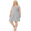 Agnes Orinda Women's Plus Size Sleeveless Soft Round with Pockets Stripe Nightgowns - 3 of 4