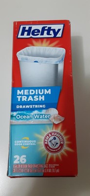 Hefty Trash Bags, Drawstring, Medium, Ocean Water, 8 Gallon 26 Ea, Large