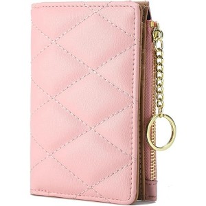 Women's Short Purse Leather Medium Wallet Leaf Bifold Card Coin Holder Small Purses Buckle Zipper Clutch - 1 of 4