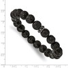 Chisel Stainless Steel Polished Black Enamel 10.5mm Lava Stone Beaded Stretch Bracelet - 4 of 4
