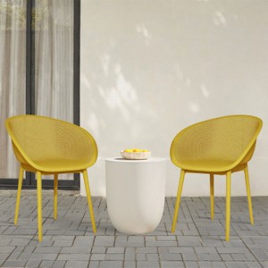 Set of 2 All-Weather Armchairs with Comfortable Backrest, Indoor Outdoor Armchairs, PP Patio Accent Chairs for Living Room or Beach–The Pop Home - 1 of 4