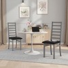 TiramisuBest Set of 2 Modern Metal Dining Chairs with PU Leather Seats, High Back Armless Kitchen Chairs for Dining Room, Black - 2 of 4