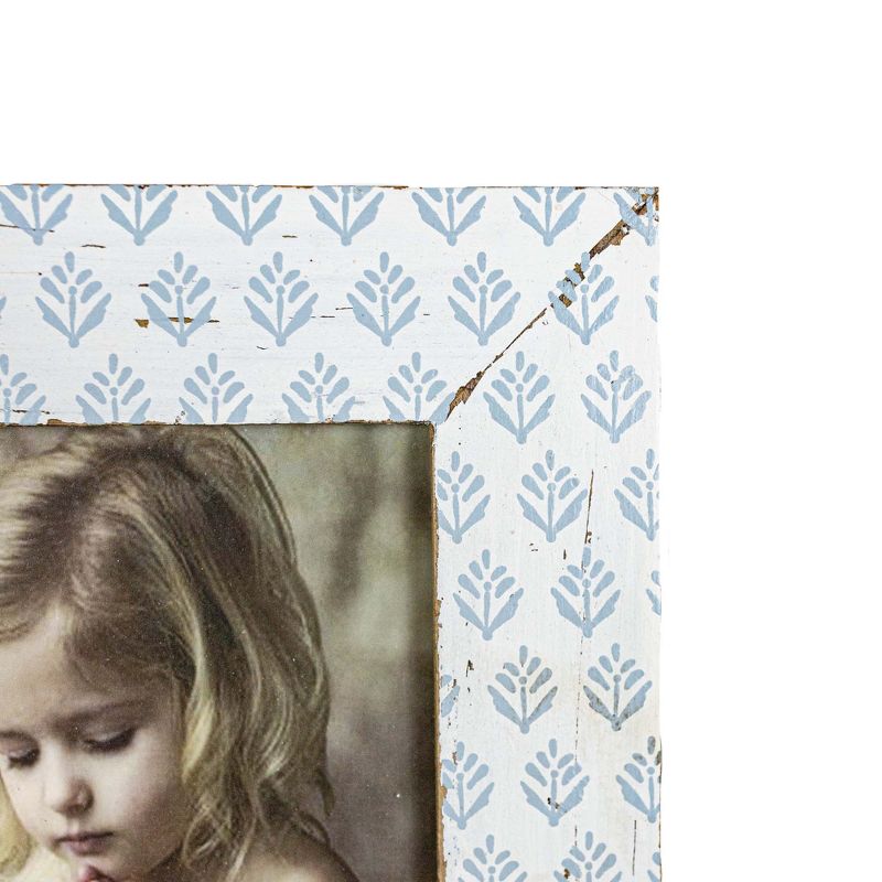 4x4 Inch Blue Floral Picture Frame Wood, MDF & Glass by Foreside Home & Garden, 4 of 8