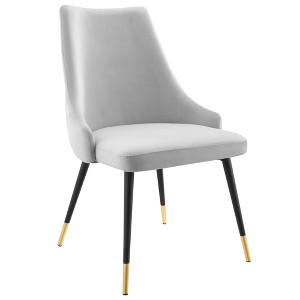 Modway Adorn Tufted Performance Velvet Accent Dining Side Chair, Light Gray - 1 of 4