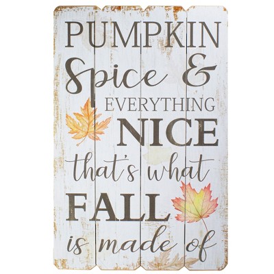 Northlight 23.5” White-Washed Pumpkin Spice Everything Nice Fall Wooden Hanging Wall Sign