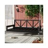Twin Size Acacia Wood Patio Swing Bed, Weather-Resistant Porch Hanging Bed, Minimalist Style, 85.4" Twin Mattress Fit, Single - Coolbibila - 3 of 4