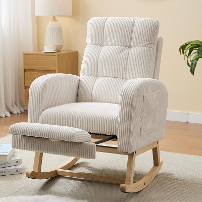 TiramisuBest Modern Accent Rocking Chair Rocking Chair with Solid Wood Legs, Upholstered Nursery Glider Rocker