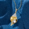 Ross-Simons 6mm Cultured Pearl and .40 ct. t.w. White Topaz Seashell Pendant Necklace in 18kt Gold Over Sterling Size 18 - 4 of 4