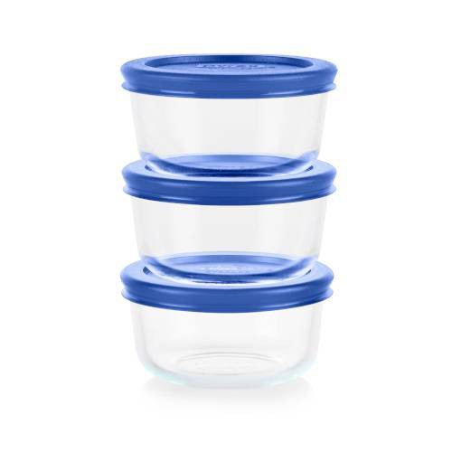 Pyrex Simply Store 6pc 1 Cup Round Glass Food Storage Value Pack - Blue