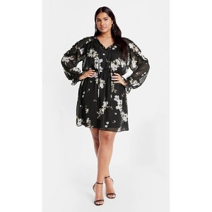 Women's Plus Size Amira Print Dress - black | CITY CHIC - 1 of 4