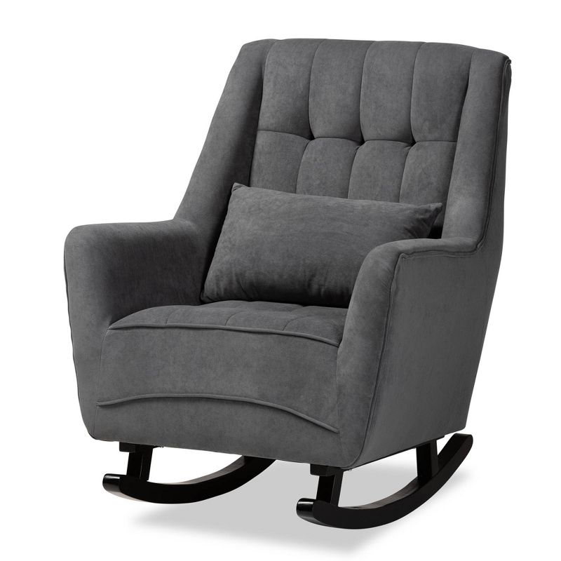Elisa Fabric Upholstered and Wood Rocking Chair Gray/Dark Brown - Baxton Studio, 4 of 14
