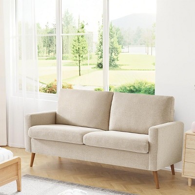 Dyonery 68" Loveseat Comfy Sofa with Spring Cushion, Solid Wood Frame, Tool-Free Assembly, for Living Room, Bedroom, Office, Corduroy - Green