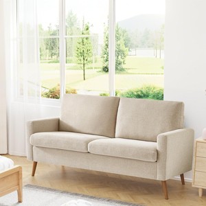 Dyonery 68" Loveseat Comfy Sofa with Spring Cushion, Solid Wood Frame, Tool-Free Assembly, for Living Room, Bedroom, Office, Corduroy - Green - 1 of 4