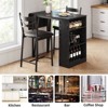 Jojoka 3-Piece Expandable Counter Height Dinner Table with 2 Chairs and 3 Storage Shelf for Apartment - 3 of 4