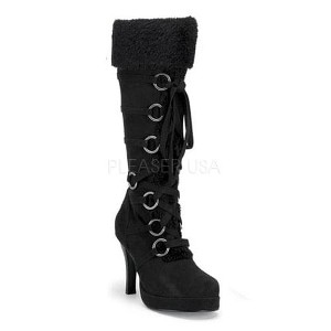 Black Microfiber 3.75" Heel Faux Fur Trim Costume Boot Adult - 1 of 1