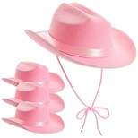 Zodaca 4-Pack Pink Cowboy Hats for Girls - Cute Felt Cowgirl Hats for Costume, Dress Up Party (One Size Fits All)