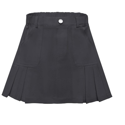 Girls Denim Skirts with Pockets Mid Rise Pleated Jean Skirts